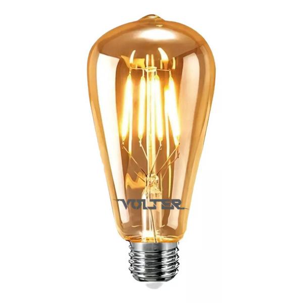 Kit 3 Lâmpadas Led Filamento Retrô St64 4w Bivolt E27 Volter Imagem de Kit 3 Lâmpadas Led Filamento Retrô St64 4w Bivolt E27 Volter