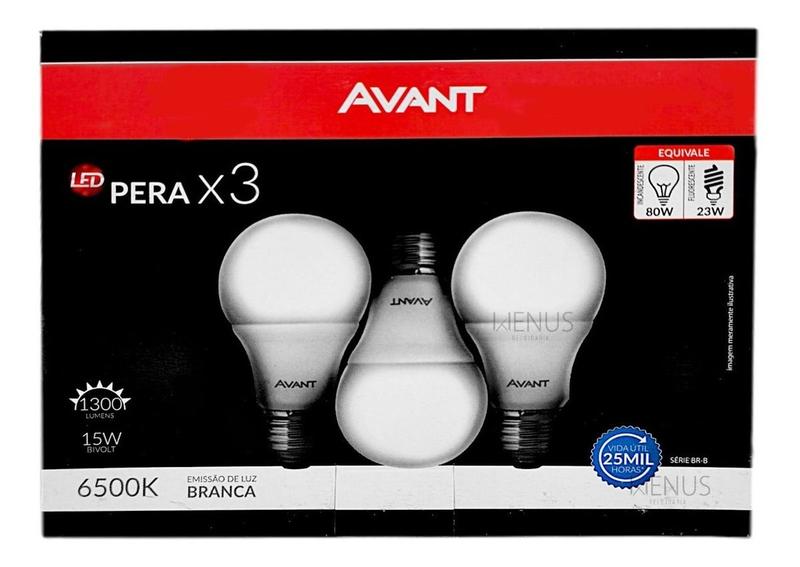 Imagem de Kit 3 Lâmpadas Led Pera 15w Luz Branca Bivolt Automático