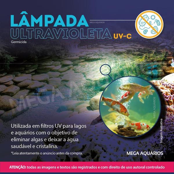 Kit 3 lâmpadas UV germicida 8W reposição filtro lago aquário - Mega Aquários Imagem de Kit 3 lâmpadas UV germicida 8W reposição filtro lago aquário
