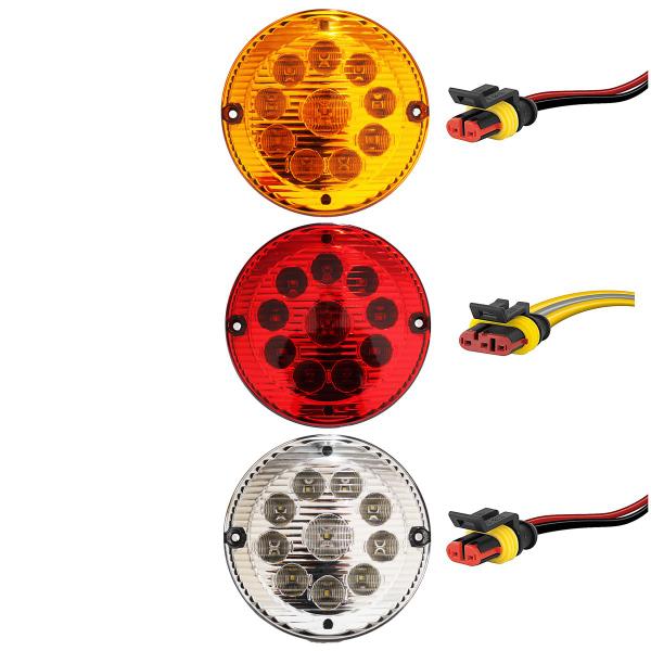 Imagem de KIT 3 Lanterna Traseira Ônibus Caminhão 155mm 10 LED 24V + Conector