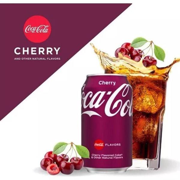 Imagem de KIT 3 Lata Refrigerante Coca Cola Cherry Sabor Cereja 330ml