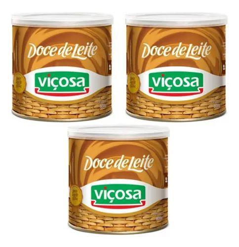 Kit 3 Latas Doce De Leite Viçosa Premium Lata 800g Original Imagem de Kit 3 Latas Doce De Leite Viçosa Premium Lata 800g Original