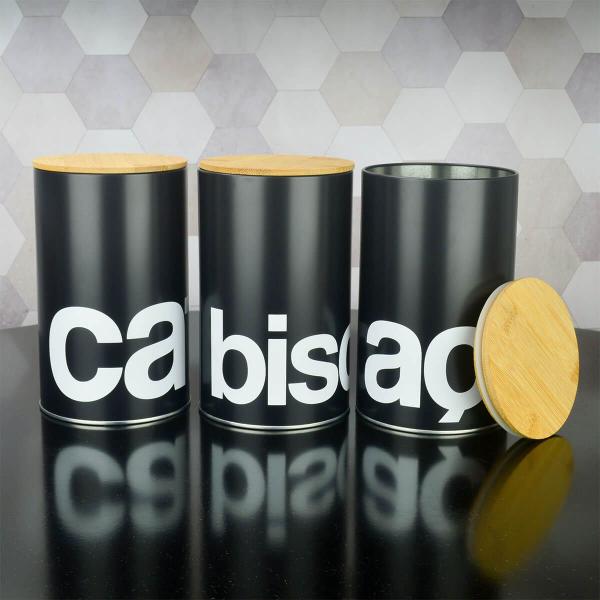 Imagem de Kit 3 Latas Metal Porta Mantimentos Açúcar Biscoito e Café