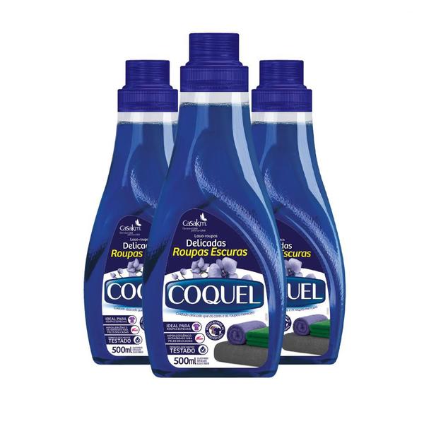 Imagem de Kit 3 Lava Líquido Coquel Roupas Escuras e Delicadas 500ml