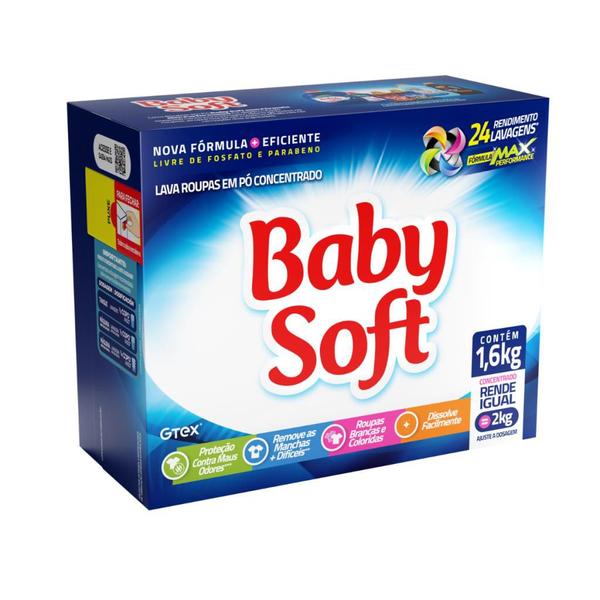 Imagem de Kit 3 Lava Roupas em pó Concentrado Baby Soft - 1,6kg