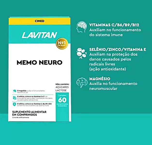 Imagem de Kit 3 Lavitan Memoria 60 Comprimidos, Memo Neuro - Cimed