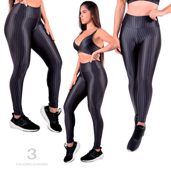 Imagem de Kit 3 Legging New Zig 3D Proteção UV+ Dia a Dia Gomax Fitnes