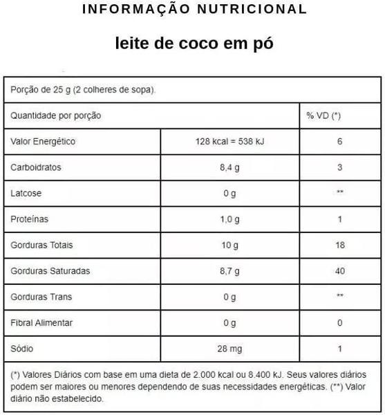 Imagem de Kit 3 Leite Coco Sem Lactose E Sem Glúten Em Pó 100G