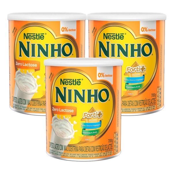 Imagem de Kit 3 Leite em Pó NINHO Zero Lactose Lata 700g