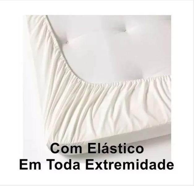 Imagem de Kit 3 Lençol Casal AVULSO c/Elástico LISO Microfibra Premium Cama Box 30CM Altura TODOS AZUL PISCINA