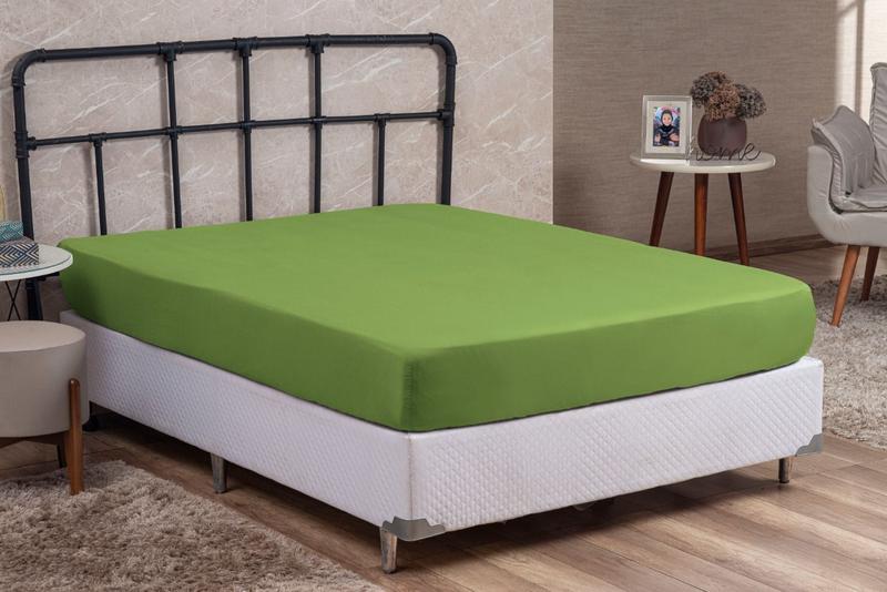 Imagem de Kit 3 Lençol Casal QUEEN AVULSO com Elástico LISO Cama Box Microfibra Premium TODOS VERDE