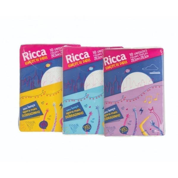 Imagem de Kit 3 Lenços de Papel Mini Ricca 10 Unidades Limpeza Geral