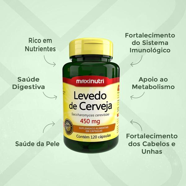 Imagem de Kit 3 Levedo de Cerveja 450mg 120 Cápsulas Maxinutri