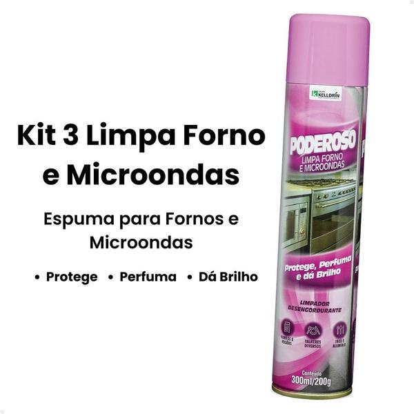 Imagem de Kit 3 Limpa Forno e Microondas Kelldrin - 300ml