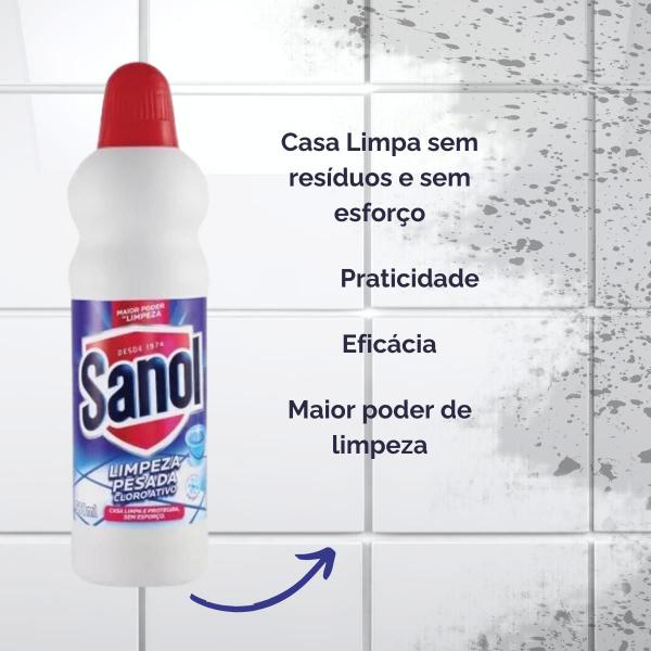 Imagem de Kit 3 Limpeza Pesada Cloro Ativo Casa Banheiro Sanol 500ml