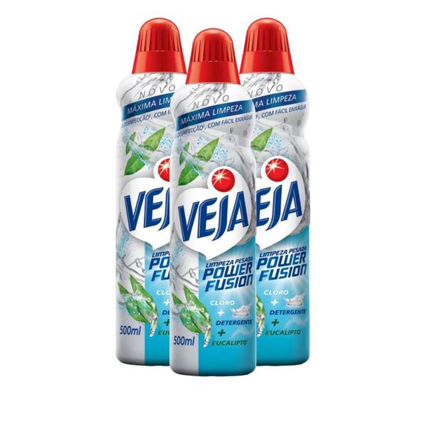 Imagem de Kit 3 Limpeza Pesada Power Fusion Cloro 500ml Veja Atacado