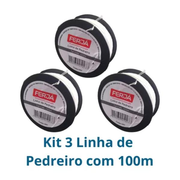 Imagem de Kit 3 Linha De Pedreiro Trançada Torcida Ferjá 100m