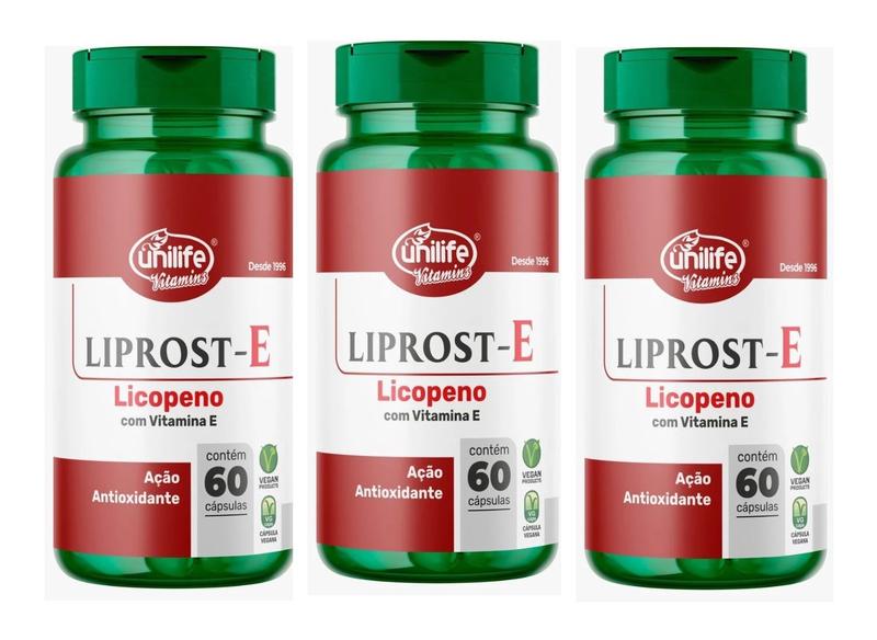 Imagem de Kit 3 Liprost E Licopeno C/ Vitamina E Unilife - 60 Cápsulas