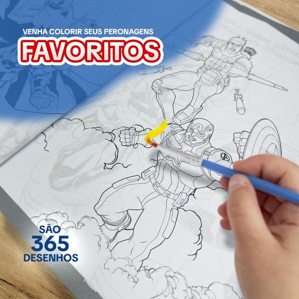 Imagem de Kit 3 Livros Para Pintar Colorir Desenhar Disney Pixar Marvel Divertidamente Diversão 365 Desenhos