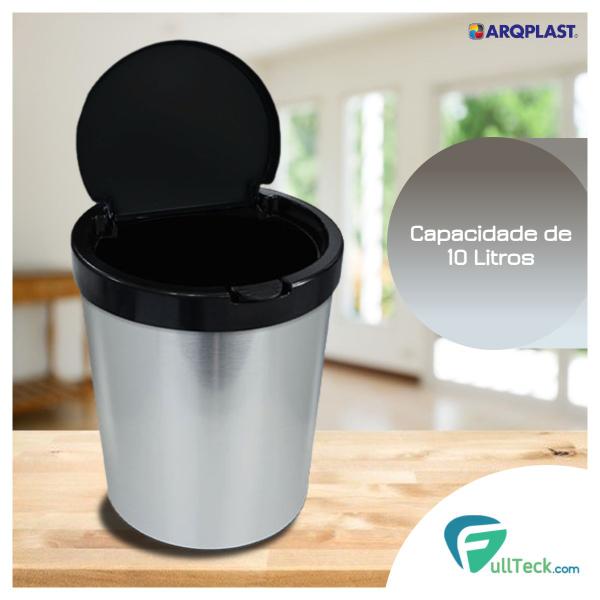 Imagem de Kit 3 Lixeira Cesto de Lixo Inox Estilizado Click 10 Litros