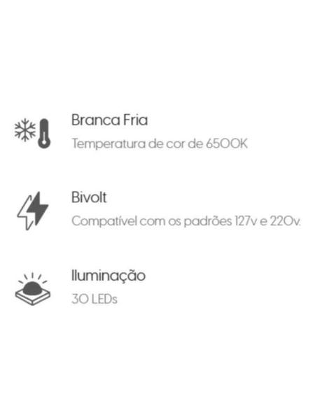 Imagem de Kit 3 Luminária de Emergência 30 LED 2 Watts Luz Branca Bivolt