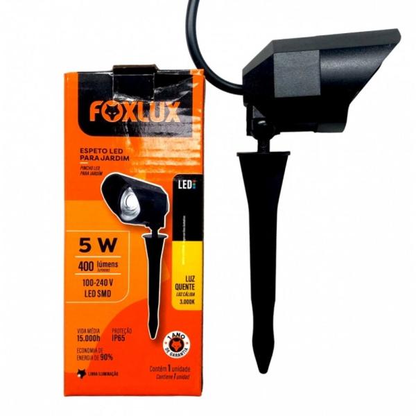 Imagem de Kit 3 luminaria espeto jardim 5w 3000k biv prova dagua foxlux