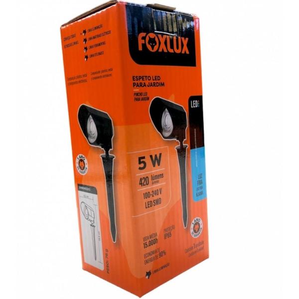 Imagem de Kit 3 luminaria espeto jardim 5w 6500k biv prova dagua foxlux