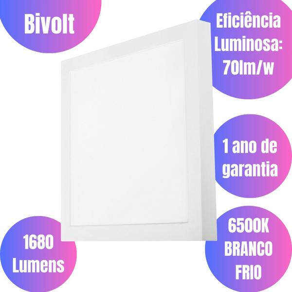 Imagem de Kit 3 Luminaria Plafon Led Avant de Sobrepor Quadrado 28x28