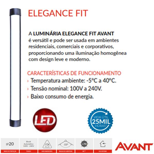Kit 3 Luminaria Preta 18w Sobrepor Slim 50cm Branco Quente 3000K AMARELA - Avant Imagem de Kit 3 Luminaria Preta 18w Sobrepor Slim 50cm Branco Quente 3000K AMARELA