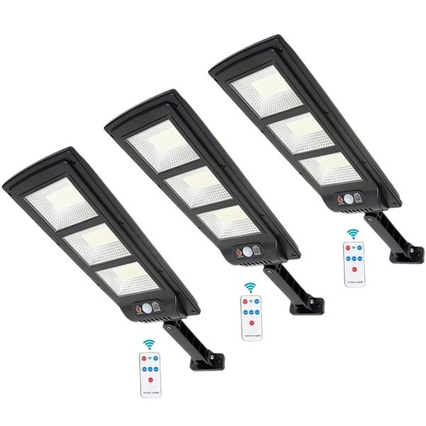 Imagem de Kit 3 Luminária Solar 300w Poste Refletor Led Potente Controle Remoto