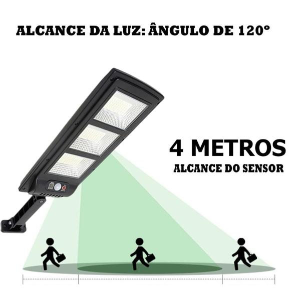 Imagem de Kit 3 Luminária Solar 300w Poste Refletor Led Potente Controle Remoto