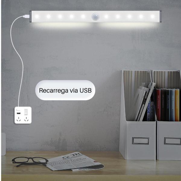 Imagem de Kit 3 Luminárias Barra Led Sobrepor 30Cm Com Sensor - Usb