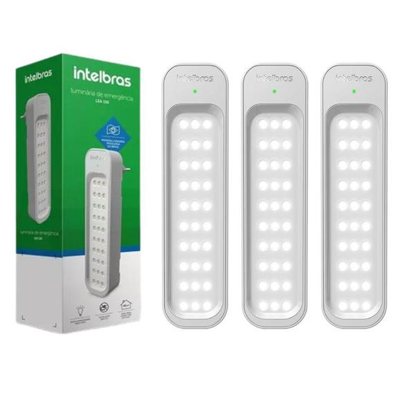 Imagem de Kit 3 Luminárias De Emergência 30 LEDs Intelbras Lea 150 Bivolt