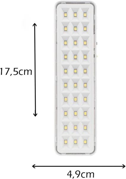 Kit 3 Luminárias Iluminação de Emergência 30 LEDS Slim - Segurimax Imagem de Kit 3 Luminárias Iluminação de Emergência 30 LEDS Slim