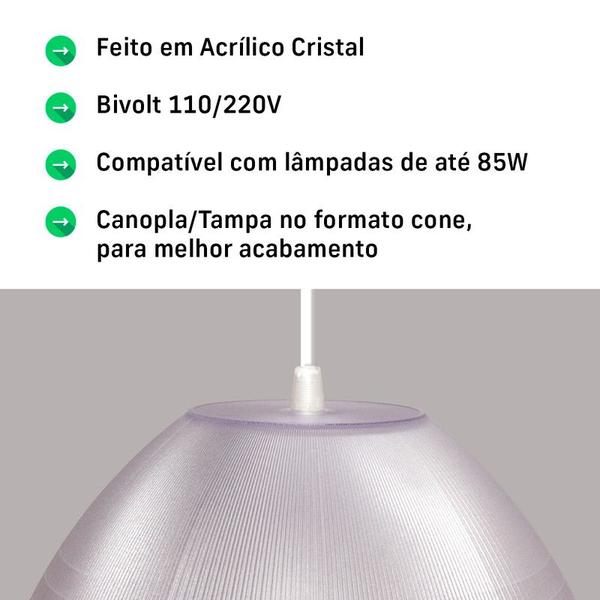 Imagem de Kit 3 Luminárias Prismática Para Galpão Pavilhão Industrial 16 Pol 40cm Cabo 3M