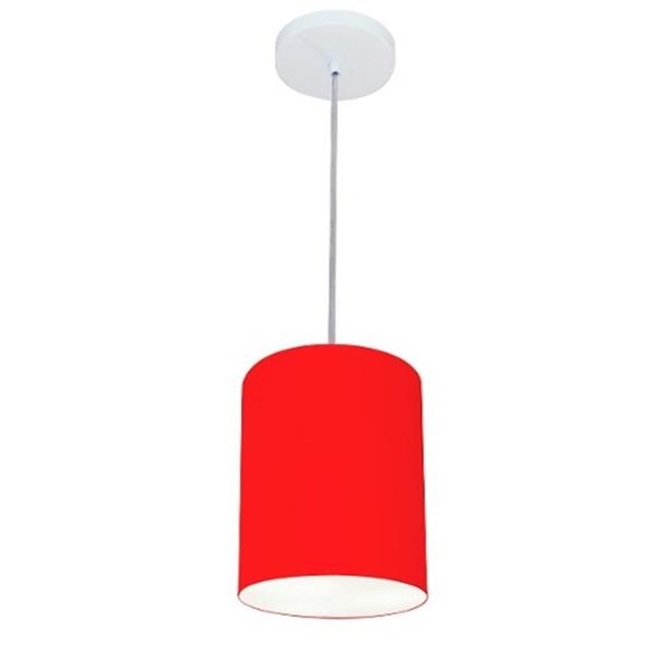 Imagem de Kit/3 Lustre Pendente Cilíndrico Md-4012 Cúpula em Tecido 18x25cm Vermelho - Bivolt