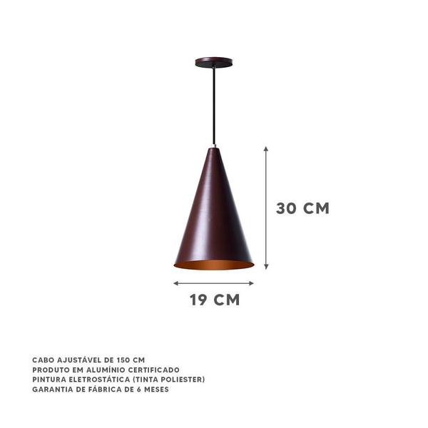 Imagem de Kit 3 Lustre Pendente Cone M Marrom Alumínio Decoração