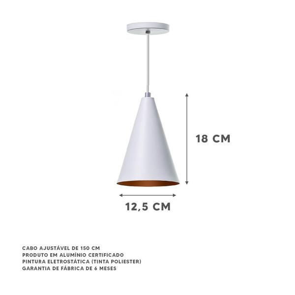 Imagem de Kit 3 Lustre Pendente Cone P Branco Alumínio Decoração