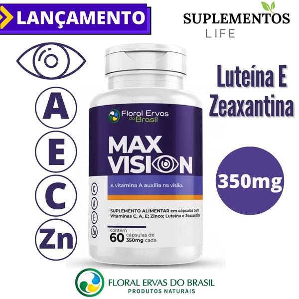 Imagem de Kit 3 Luteína E Zeaxantina Max Vision 350mg 180 Caps + Vit A C E e Zinco Visão Saudável Floral Ervas