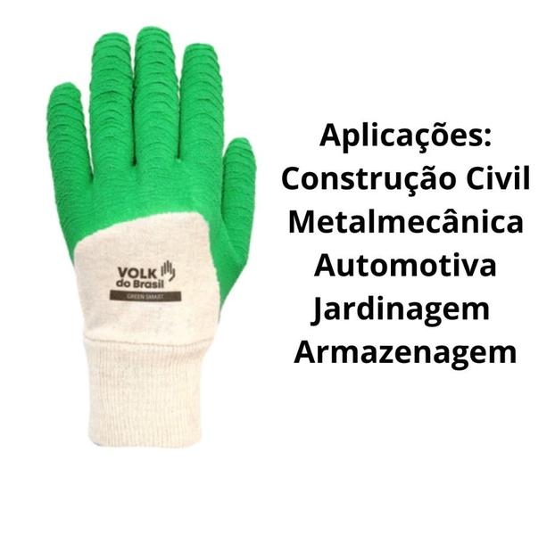 Imagem de Kit 3 Luva de Proteção Green Volk Látex Corrugado Para Serviços Gerais CA 38800 Tamanho:8/M