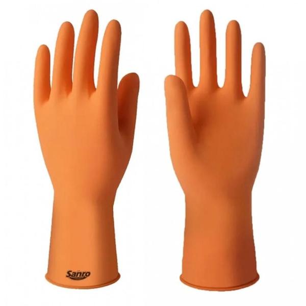 Kit 3 Luva Látex Limpeza Multiuso Laranja Plus Tamanho P - Sanro Imagem de Kit 3 Luva Látex Limpeza Multiuso Laranja Plus Tamanho P