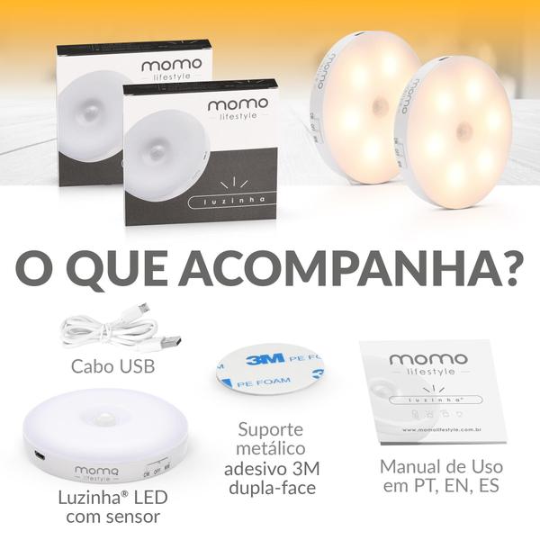 Imagem de Kit 3 Luzinha Momo Luminária Led Com Sensor De Presença Usb