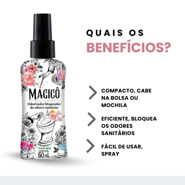 Imagem de Kit 3 Magicô Bloqueador Elimina Odores Sanitários Sanol 60ml