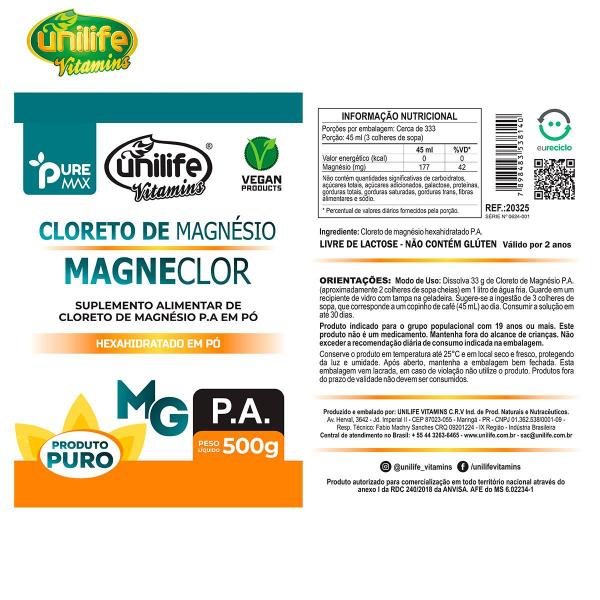 Imagem de Kit 3 Magneclor Cloreto de Magnésio P.A Unilife 500g