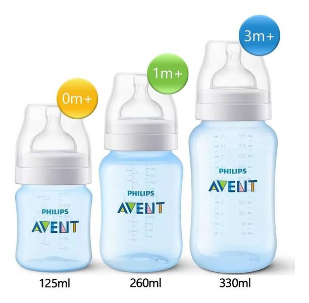 Imagem de Kit 3 Mamadeira Clássica Anticólic 125/260/330ml Avent