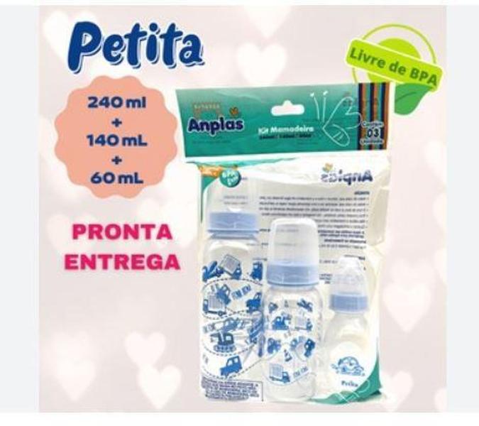 Imagem de Kit 3 Mamadeiras 240 Ml 140 Ml E 60 Ml Color Azul - ANPLAS