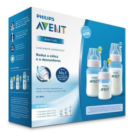 Imagem de Kit 3 Mamadeiras ANTI-COLIC Azul 125/260/330ML-Philips Avent