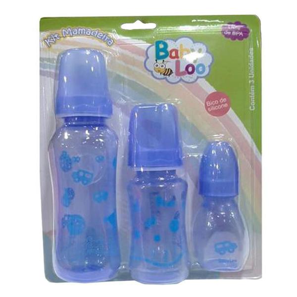 Imagem de Kit 3 Mamadeiras Baby Loo Menino Menina Bico Silicone