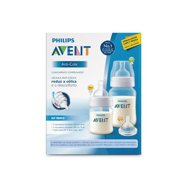 Imagem de Kit 3 Mamadeiras Classic Anti Colic Transparente e Bico Extra - 125ml e 260ml - Philips Avent