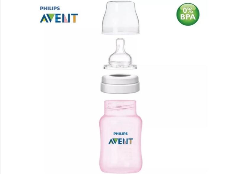 Imagem de Kit 3 Mamadeiras Clássica Philips Avent Rosa 125ml 260ml 330ml